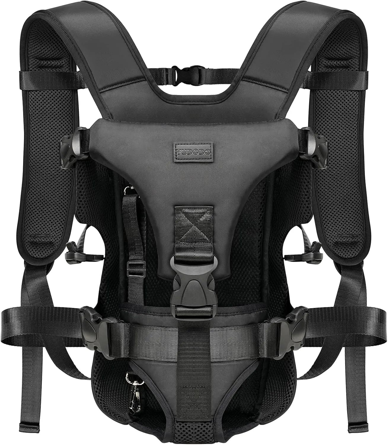 YUDODO Front Pet Carrier Backpack for Small Dogs and Cats, Secure and Breathable Mesh, Ergonomic Support, Adjustable for Walking, Hiking, or Travel (Black S)