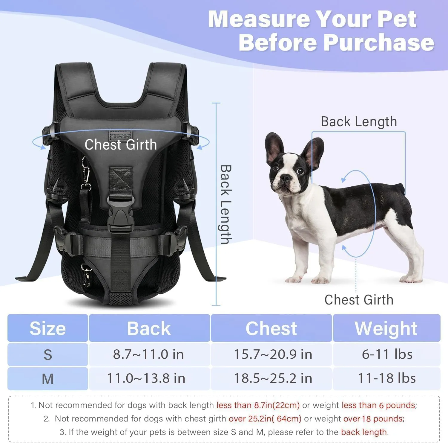 YUDODO Front Pet Carrier Backpack for Small Dogs and Cats, Secure and Breathable Mesh, Ergonomic Support, Adjustable for Walking, Hiking, or Travel (Black S)